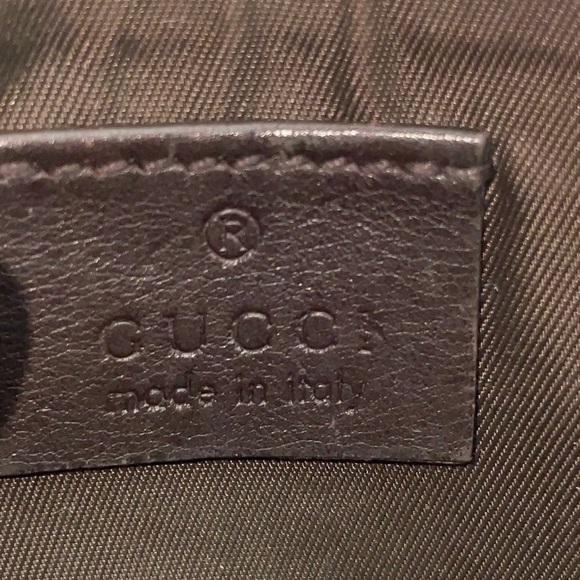 Gucci Dark Leather Wristlet with Gold Chain - Picture 13 of 14